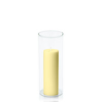 Lemon 5cm x 15cm Pillar in 8cm x 20cm Glass