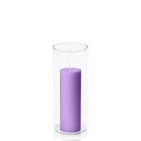 Purple 5cm x 15cm Pillar in 8cm x 20cm Glass