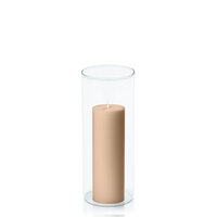 Toffee 5cm x 15cm Pillar in 8cm x 20cm Glass