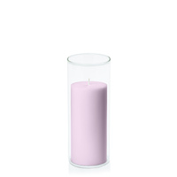 Lilac 7cm x 15cm Pillar in 8cm x 20cm Glass