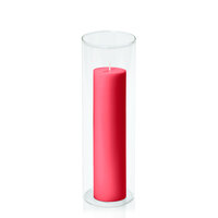 Carnival Red 5cm x 20cm Pillar in 8cm x 25cm Glass