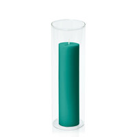 Emerald Green 5cm x 20cm Pillar in 8cm x 25cm Glass