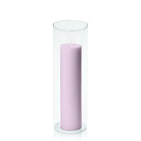 Lilac 5cm x 20cm Pillar in 8cm x 25cm Glass