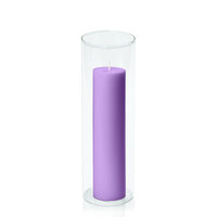 Purple 5cm x 20cm Pillar in 8cm x 25cm Glass