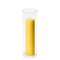 Yellow 5cm x 20cm Pillar in 8cm x 25cm Glass