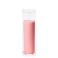 Coral Pink 7cm x 20cm Pillar in 8cm x 25cm Glass