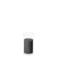 Black 5cm x 7.5cm Pillar in 5.8cm x 12cm Glass