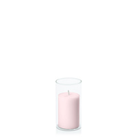 Blush Pink 5cm x 7.5cm Pillar in 5.8cm x 12cm Glass