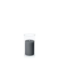 Charcoal 5cm x 7.5cm Pillar in 5.8cm x 12cm Glass