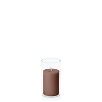 Chocolate 5cm x 7.5cm Pillar in 5.8cm x 12cm Glass