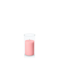 Coral Pink 5cm x 7.5cm Pillar in 5.8cm x 12cm Glass