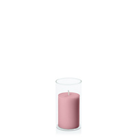 Dusty Pink 5cm x 7.5cm Pillar in 5.8cm x 12cm Glass