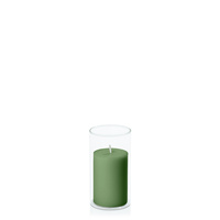 Green 5cm x 7.5cm Pillar in 5.8cm x 12cm Glass