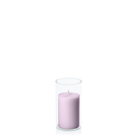 Lilac 5cm x 7.5cm Pillar in 5.8cm x 12cm Glass