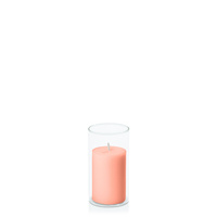 Peach 5cm x 7.5cm Pillar in 5.8cm x 12cm Glass