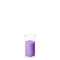 Purple 5cm x 7.5cm Pillar in 5.8cm x 12cm Glass
