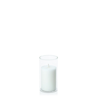 White 5cm x 7.5cm Pillar in 5.8cm x 12cm Glass