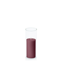 Burgundy 5cm x 10cm Pillar in 5.8cm x 15cm Glass