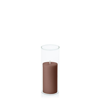 Chocolate 5cm x 10cm Pillar in 5.8cm x 15cm Glass