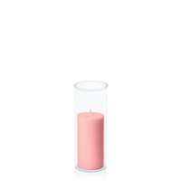 Coral Pink 5cm x 10cm Pillar in 5.8cm x 15cm Glass