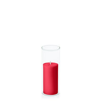 Carnival Red 5cm x 10cm Pillar in 5.8cm x 15cm Glass