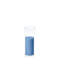 Dusty Blue 5cm x 10cm Pillar in 5.8cm x 15cm Glass