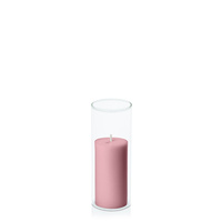 Dusty Pink 5cm x 10cm Pillar in 5.8cm x 15cm Glass