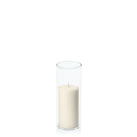 Ivory 5cm x 10cm Pillar in 5.8cm x 15cm Glass