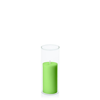 Lime 5cm x 10cm Pillar in 5.8cm x 15cm Glass