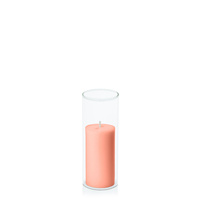 Peach 5cm x 10cm Pillar in 5.8cm x 15cm Glass