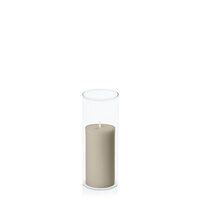 Pale Eucalypt 5cm x 10cm Pillar in 5.8cm x 15cm Glass