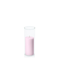 Pastel Pink 5cm x 10cm Pillar in 5.8cm x 15cm Glass