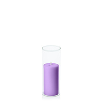 Purple 5cm x 10cm Pillar in 5.8cm x 15cm Glass