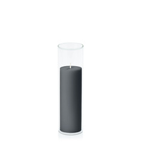 Charcoal 5cm x 15cm Pillar in 5.8cm x 20cm Glass