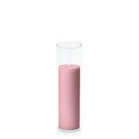 Dusty Pink 5cm x 15cm Pillar in 5.8cm x 20cm Glass