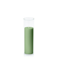 Green 5cm x 15cm Pillar in 5.8cm x 20cm Glass