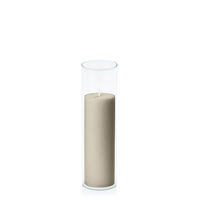 Pale Eucalypt 5cm x 15cm Pillar in 5.8cm x 20cm Glass