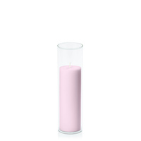 Pastel Pink 5cm x 15cm Pillar in 5.8cm x 20cm Glass