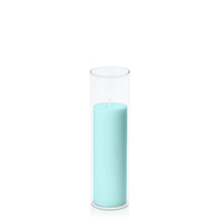 Pastel Teal 5cm x 15cm Pillar in 5.8cm x 20cm Glass