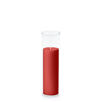 Red 5cm x 15cm Pillar in 5.8cm x 20cm Glass