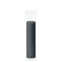 Charcoal 5cm x 20cm Pillar in 5.8cm x 25cm Glass