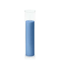 Dusty Blue 5cm x 20cm Pillar in 5.8cm x 25cm Glass