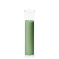 Green 5cm x 20cm Pillar in 5.8cm x 25cm Glass