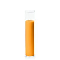 Orange 5cm x 20cm Pillar in 5.8cm x 25cm Glass