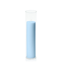 Pastel Blue 5cm x 20cm Pillar in 5.8cm x 25cm Glass