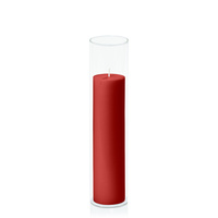 Red 5cm x 20cm Pillar in 5.8cm x 25cm Glass