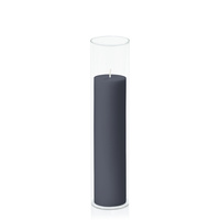 Steel Blue 5cm x 20cm Pillar in 5.8cm x 25cm Glass