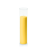 Yellow 5cm x 20cm Pillar in 5.8cm x 25cm Glass