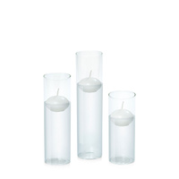 White 4cm Floating Candle in 5.8cm Glass Set - Lg