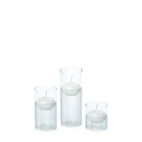 White 4cm Floating Candle in 5.8cm Glass Set - Sm